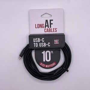 Long AF Cables USB-C to USB-C 10 ft Durable Braided Cable Fast Charge